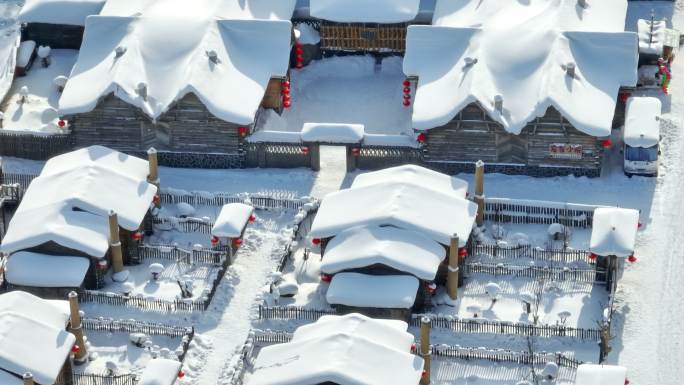 航拍东北雪乡