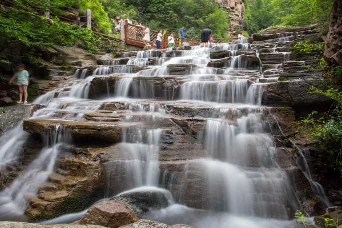 移动慢门水流延时崂山北九水