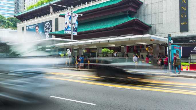 4K延时：乌节路的新加坡步行站巴士站
