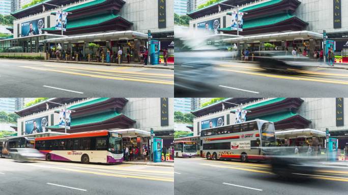 4K延时：乌节路的新加坡步行站巴士站