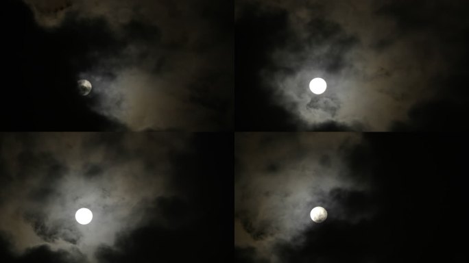 月亮和云-天空夜晚乌云夜空