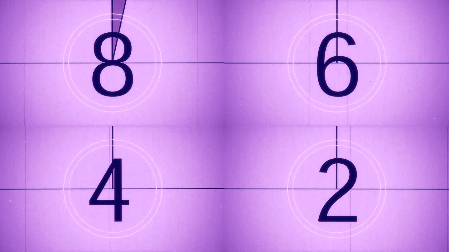 计数领导#5十秒倒计时紫蓝色背景胶片特效