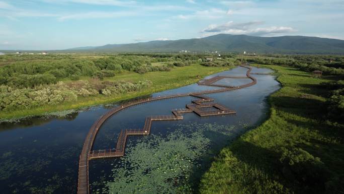 黑龙江抚远市黑瞎子岛湿地自然风光航拍