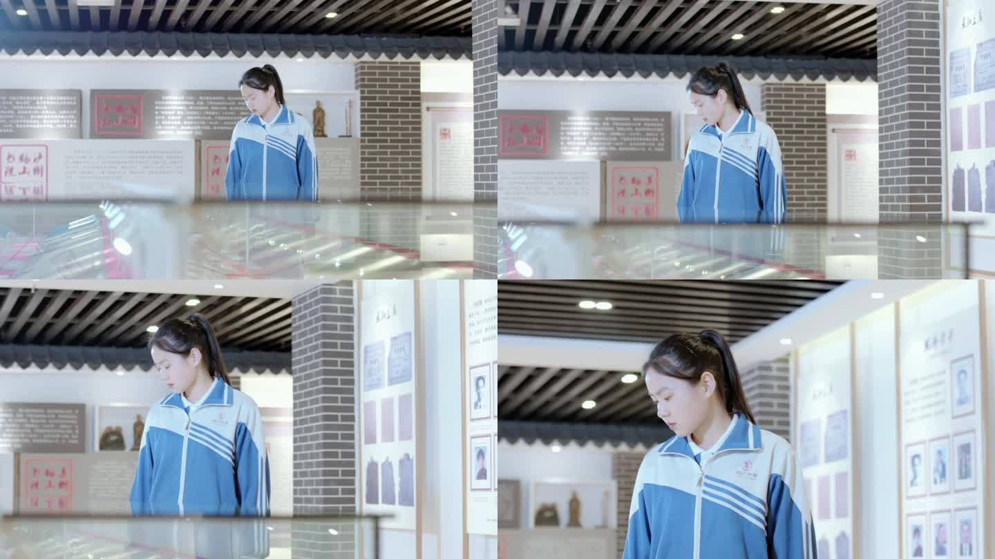 【4K】高中女生参观校史馆