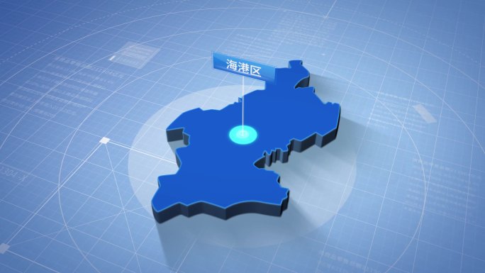 秦皇岛市海港区蓝色科技感定位地图