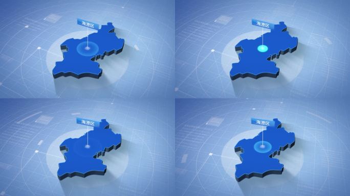 秦皇岛市海港区蓝色科技感定位地图