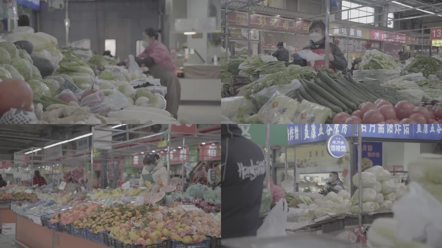疫情期间超市农贸市场采购实拍视频素材
