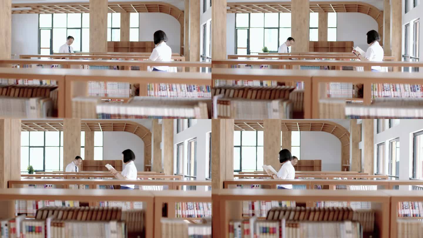 【4K】老师图书馆查阅资料老师看书