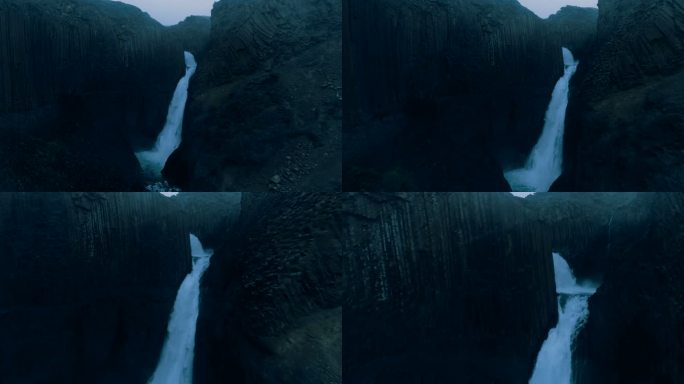 岩石环绕的瀑布峡谷瀑布高山流水绿水青山