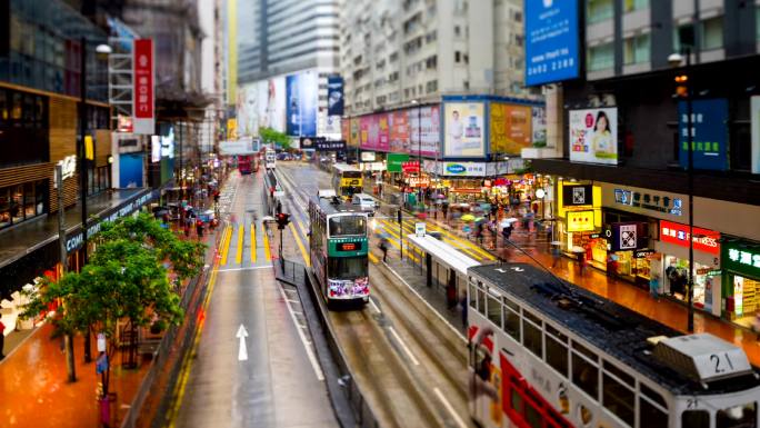 香港街景街头延时摄影人流延时车水马龙