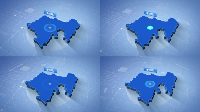 唐山市丰南区蓝色科技感定位地图