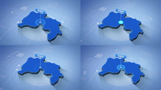 保定市容城县蓝色科技感定位地图