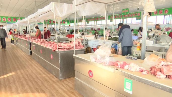 菜市场猪肉肉类销售区