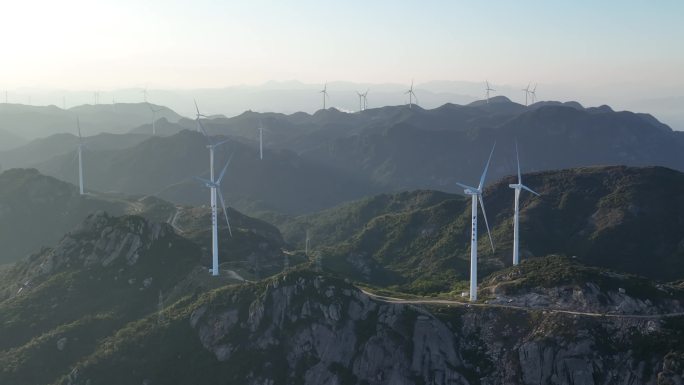 原创 福州连江县海边风力发电航拍景观