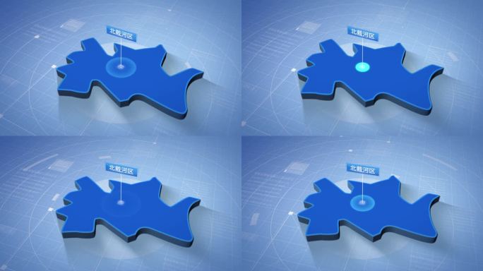 秦皇岛市北戴河区蓝色科技感定位地图