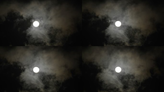 月亮和云——夜晚的天空。