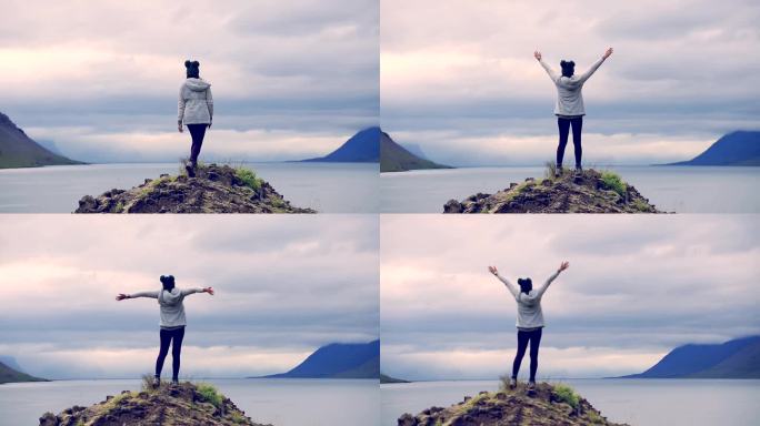 冰岛女性享受的自由，慢镜头