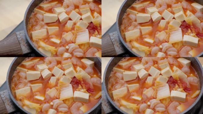 西红柿豆腐虾仁汤制作过程分镜