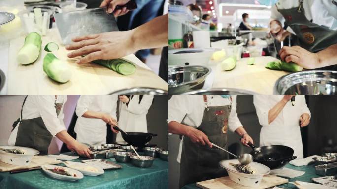 现场美食烹饪料理海鲜制作大赛博览会实拍