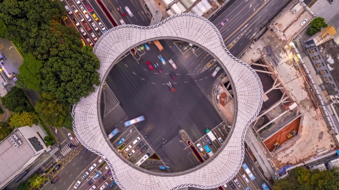 4K航拍深圳春花天桥车流延时