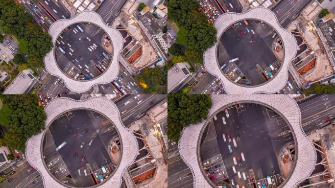 4K航拍深圳春花天桥车流延时