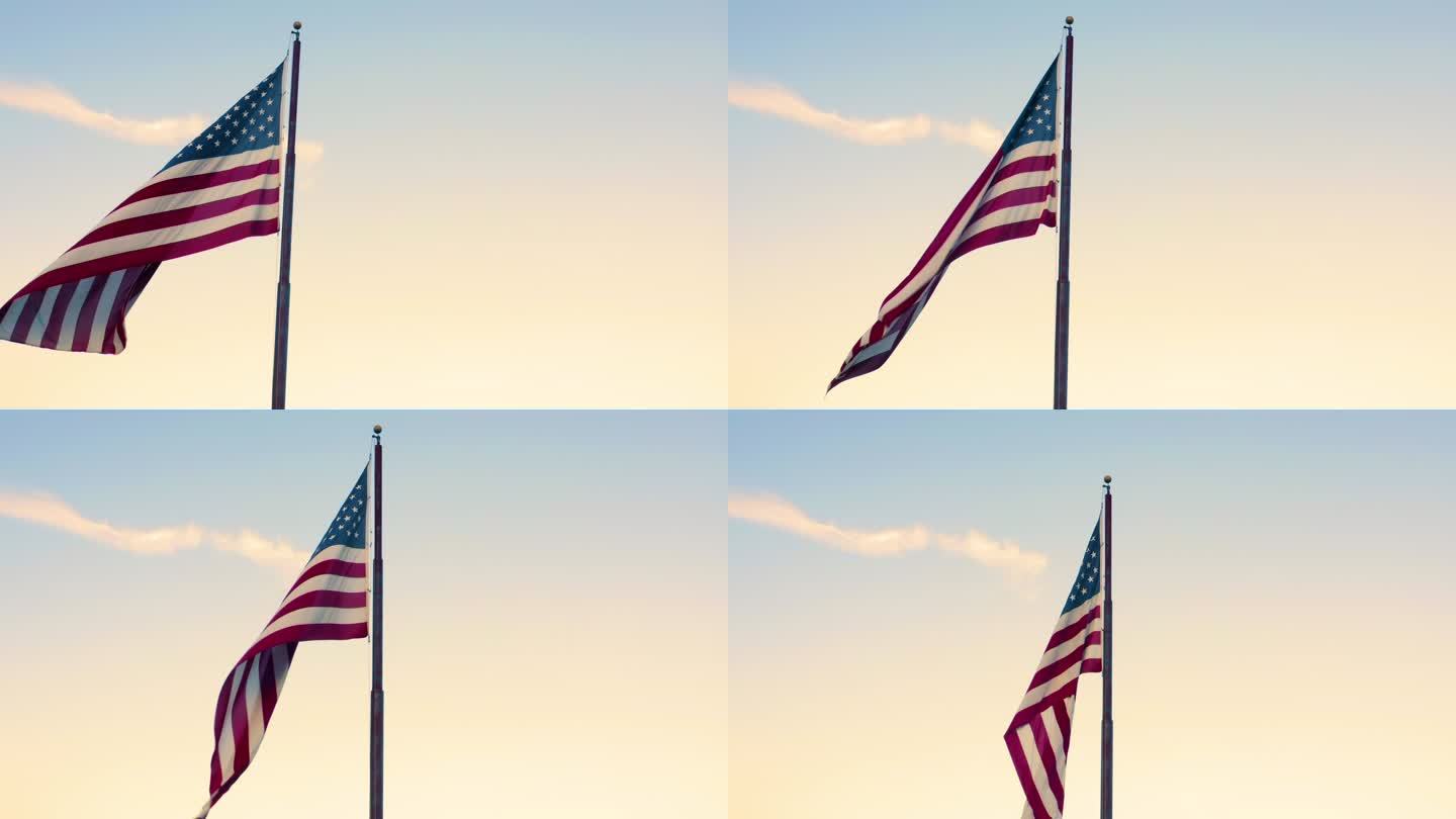 美国国旗无人机摇摄