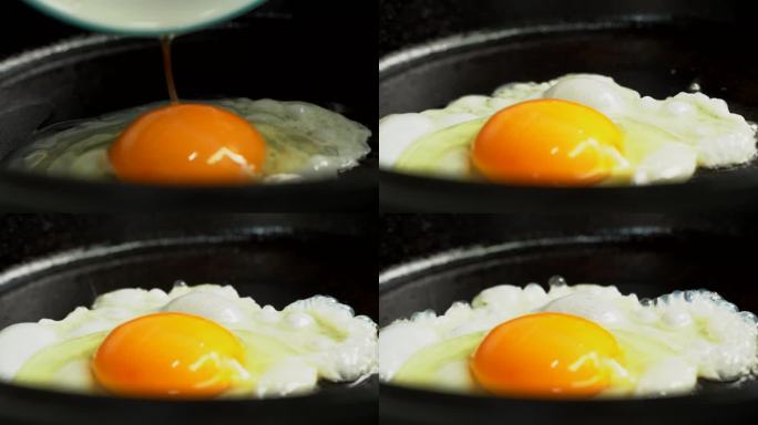 营养早餐煎鸡蛋特写镜头【4K】