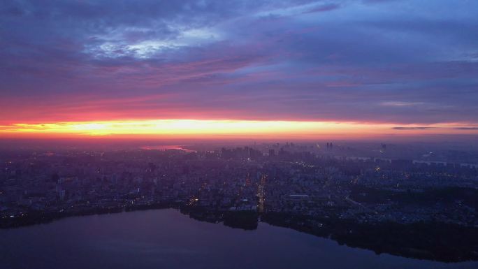 航拍杭州西湖云海日出合集