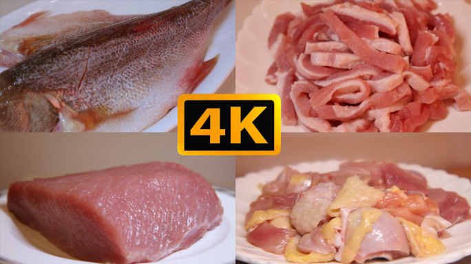 新鲜猪肉鸡肉板筋原料展示与美食制作