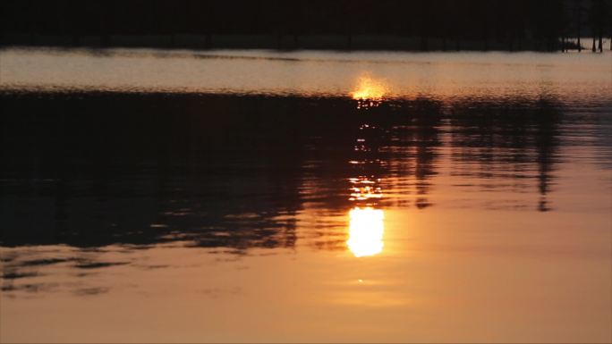 广东上清湾日落 夕阳 水中倒影 虚实镜