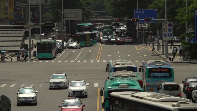 深圳电子市场 俯拍十字路口交通 车辆
