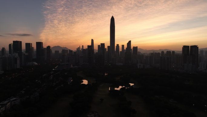 深圳 日出 福田 航拍 平安大厦 朝霞