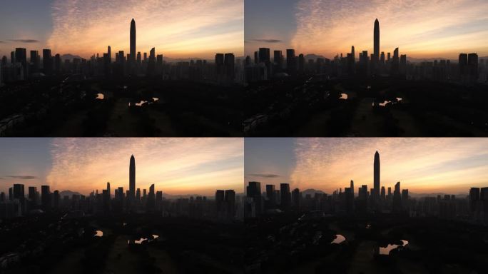 深圳 日出 福田 航拍 平安大厦 朝霞