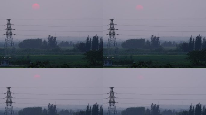 农村郊区日落延时摄影