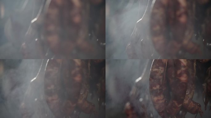 烟熏香肠特写实拍视频素材
