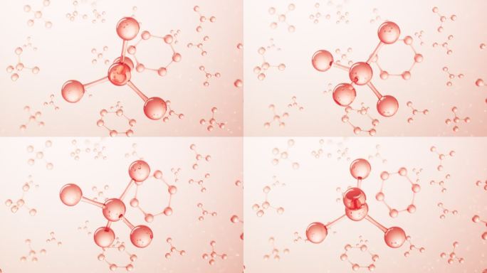 粉色旋转的分子结构3D渲染