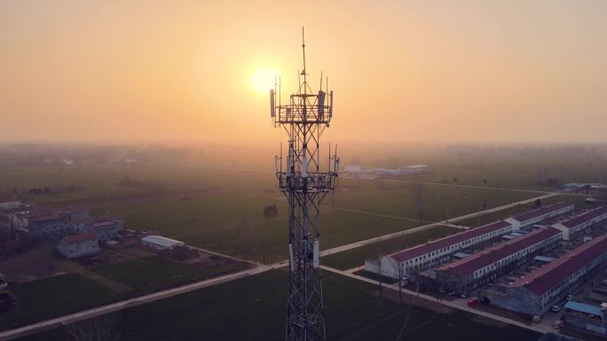5G通信塔鸟瞰图移动互联网通讯全球电信移