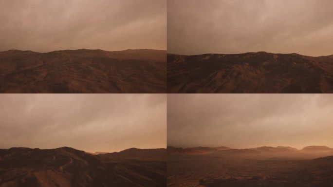 4k火星荒原地形航拍穿梭②_异星神秘大陆