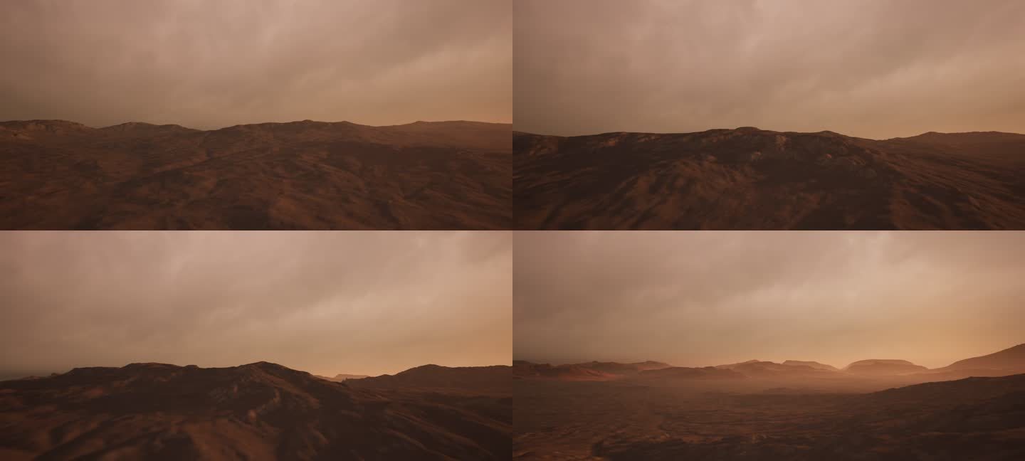 4k火星荒原地形航拍穿梭②_异星神秘大陆