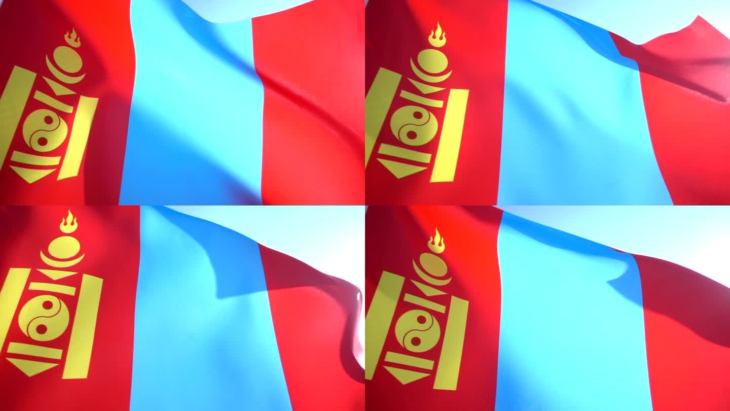 蒙古国旗蒙古国旗旗帜飘扬