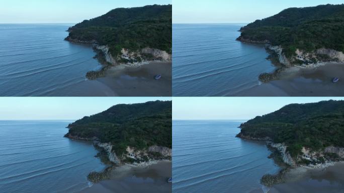 福州连江县粗芦岛海滨沙滩自然风光航拍
