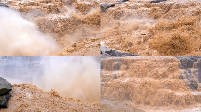 黄河壶口瀑布高速拍摄共6小段带音效
