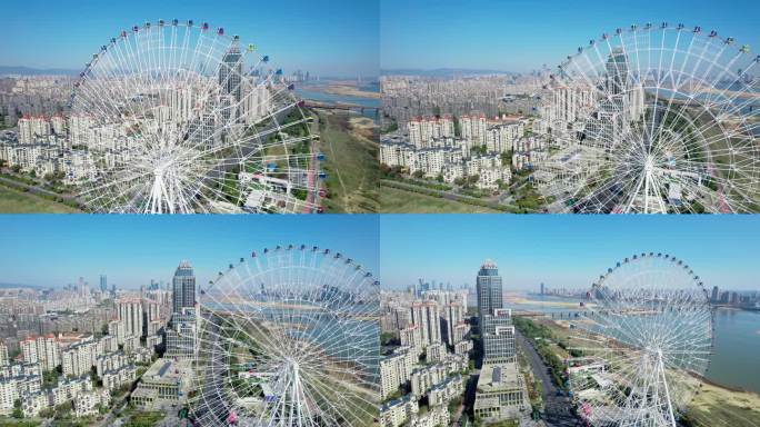 4K南昌之星摩天轮朝阳大桥赣江红谷滩