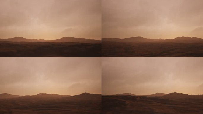 4k火星荒原地形航拍穿梭①_异星神秘大陆