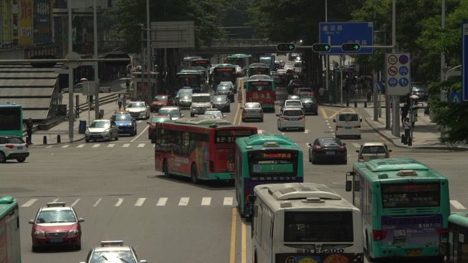 深圳华强电子市场 十字路口交通 车辆