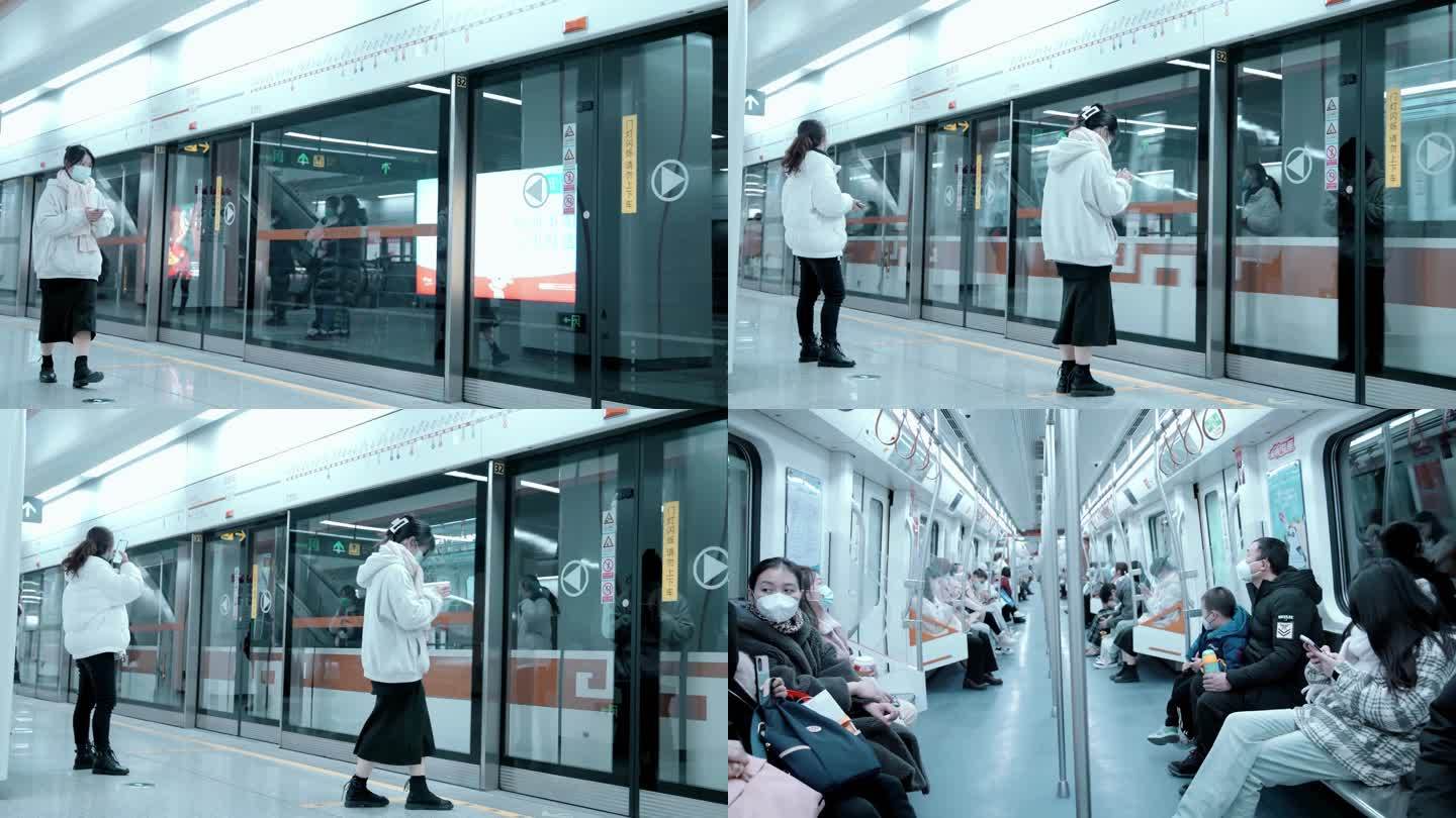 【4K】市民地铁站候车地铁站成都地铁