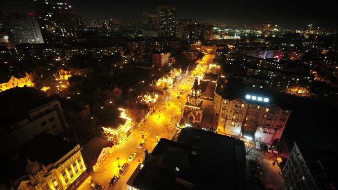 大连俄罗斯风情街城市夜景