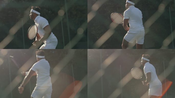 一名年轻男子在球场上打网球的4k视频片段