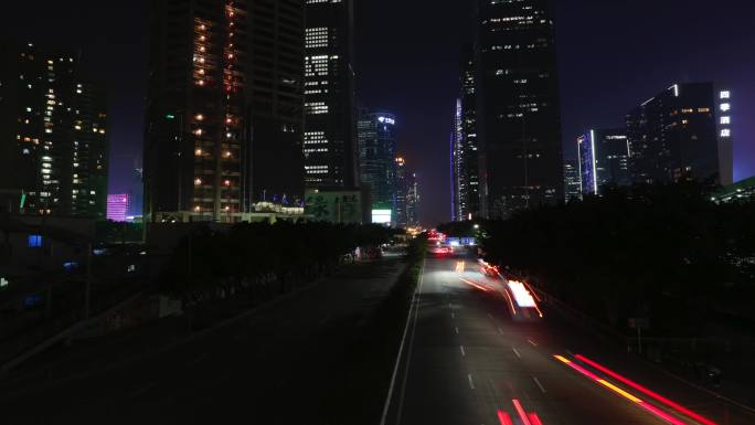 深圳福田CBD夜景  车流光线延时