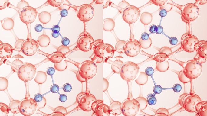 蓝色的微观分子结构3D渲染